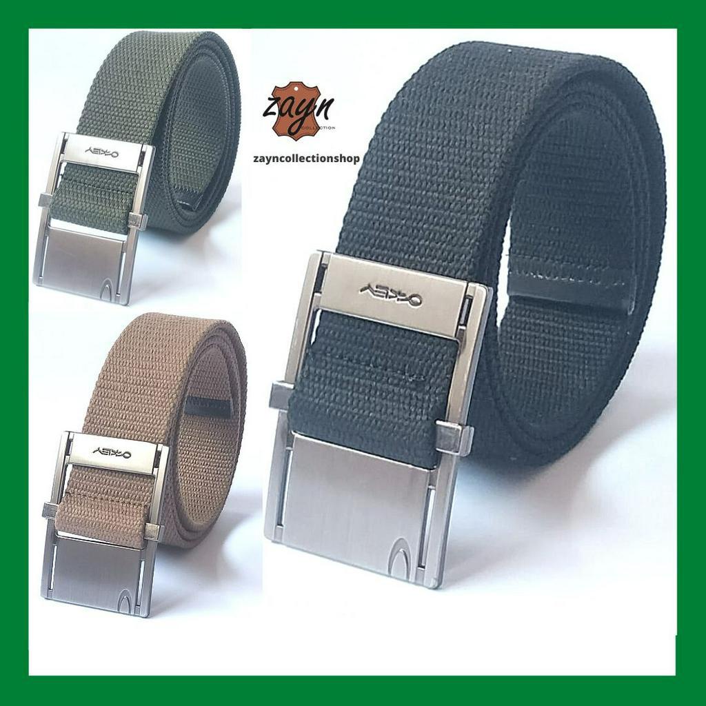 Ikat Pinggang Pria Sabuk Kanvas Buckle Stainless Men Belt Cewek Cowok Gesper Katun Tebal Tactical