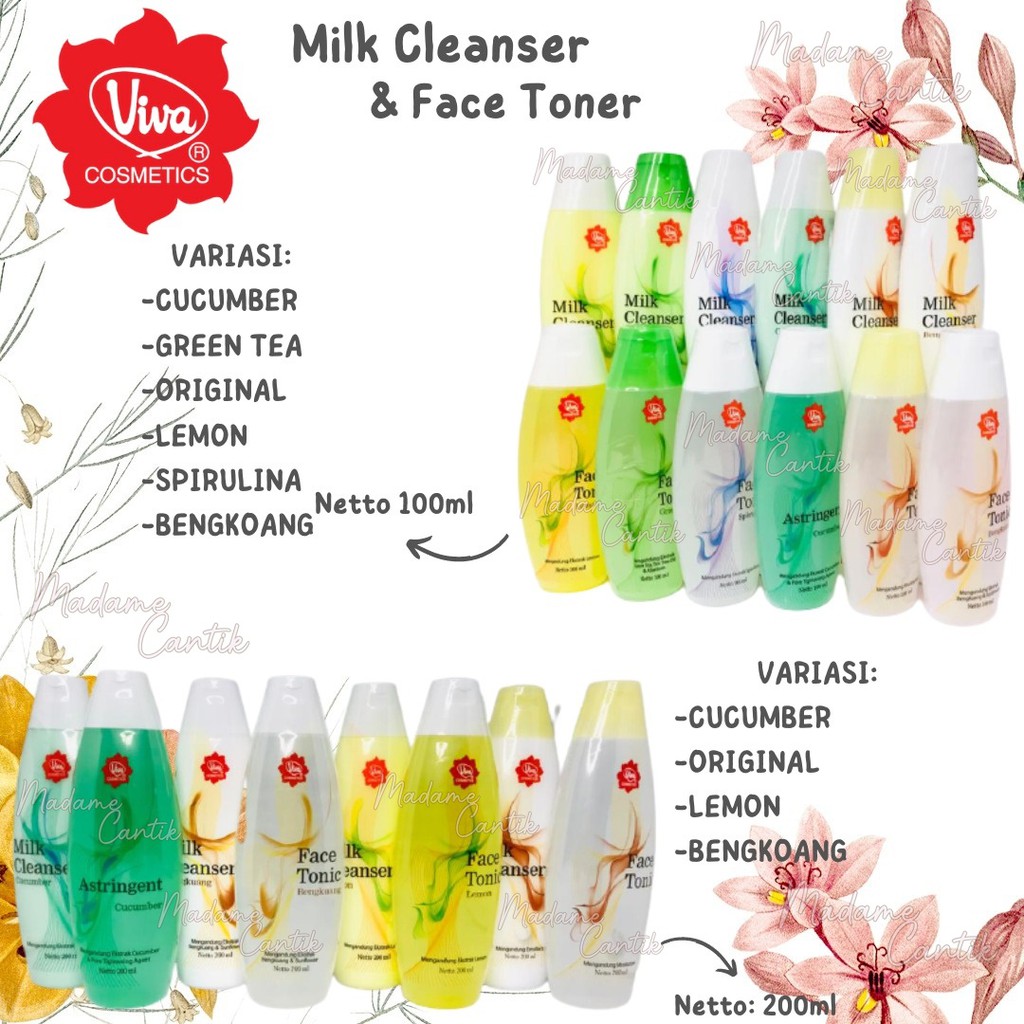 ✿ MADAME ✿ VIVA AIR MAWAR MILK CLEANSER FACE TONIC 100 ML 200ML BPOM