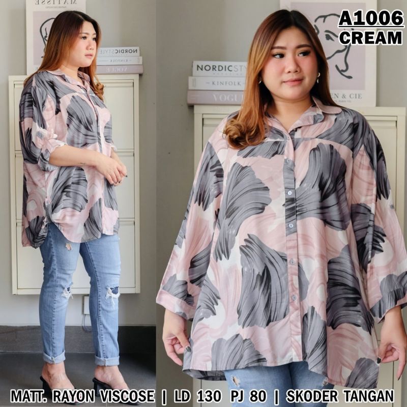 Cream Kemeja Wanita Jumbo Puspita