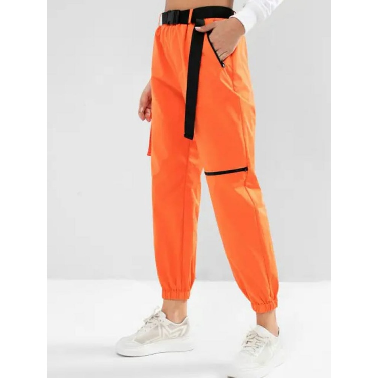 Celana cargo zipper neon pants//celana pria wanita