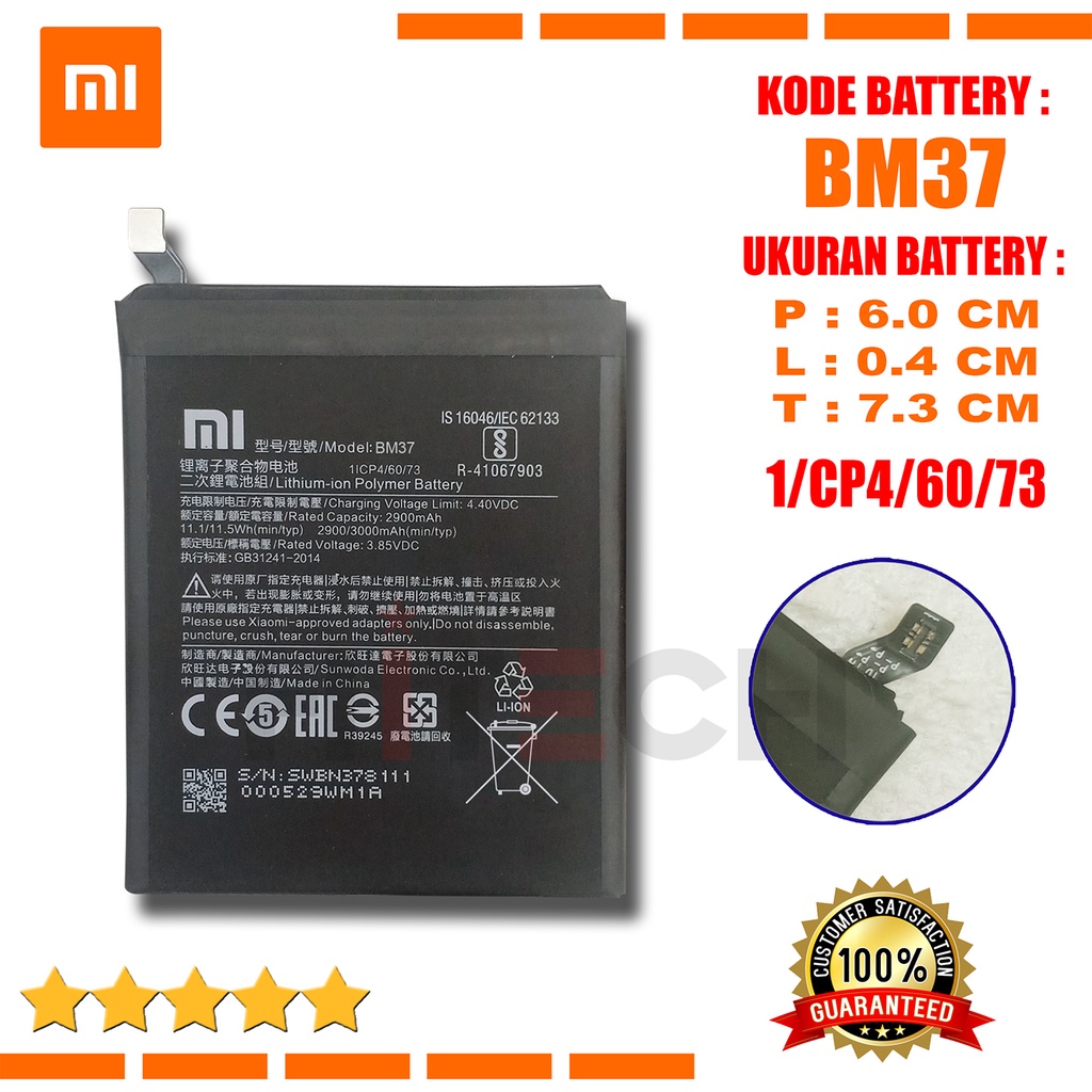 Baterai Battery Original Xiaomi BM37 / MI 5S PLUS