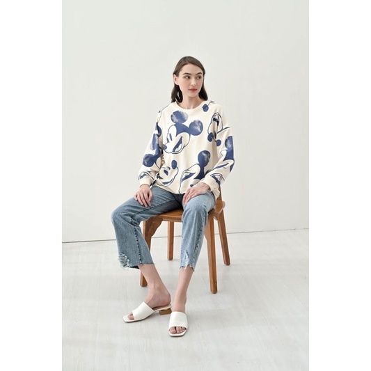 SWEATER WANITA TANGAN PANJANG MICKEY FULL PRINT - FREE MASKER