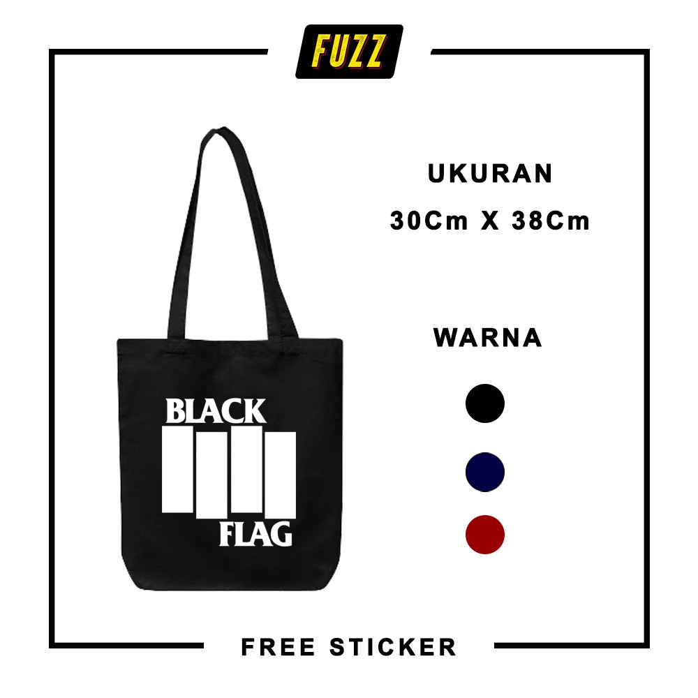 Tote Bag Band Black Flag Totebag Distro Musik Punk Pria Dan Wanita Tas Jinjing Kuliah Keren Murah