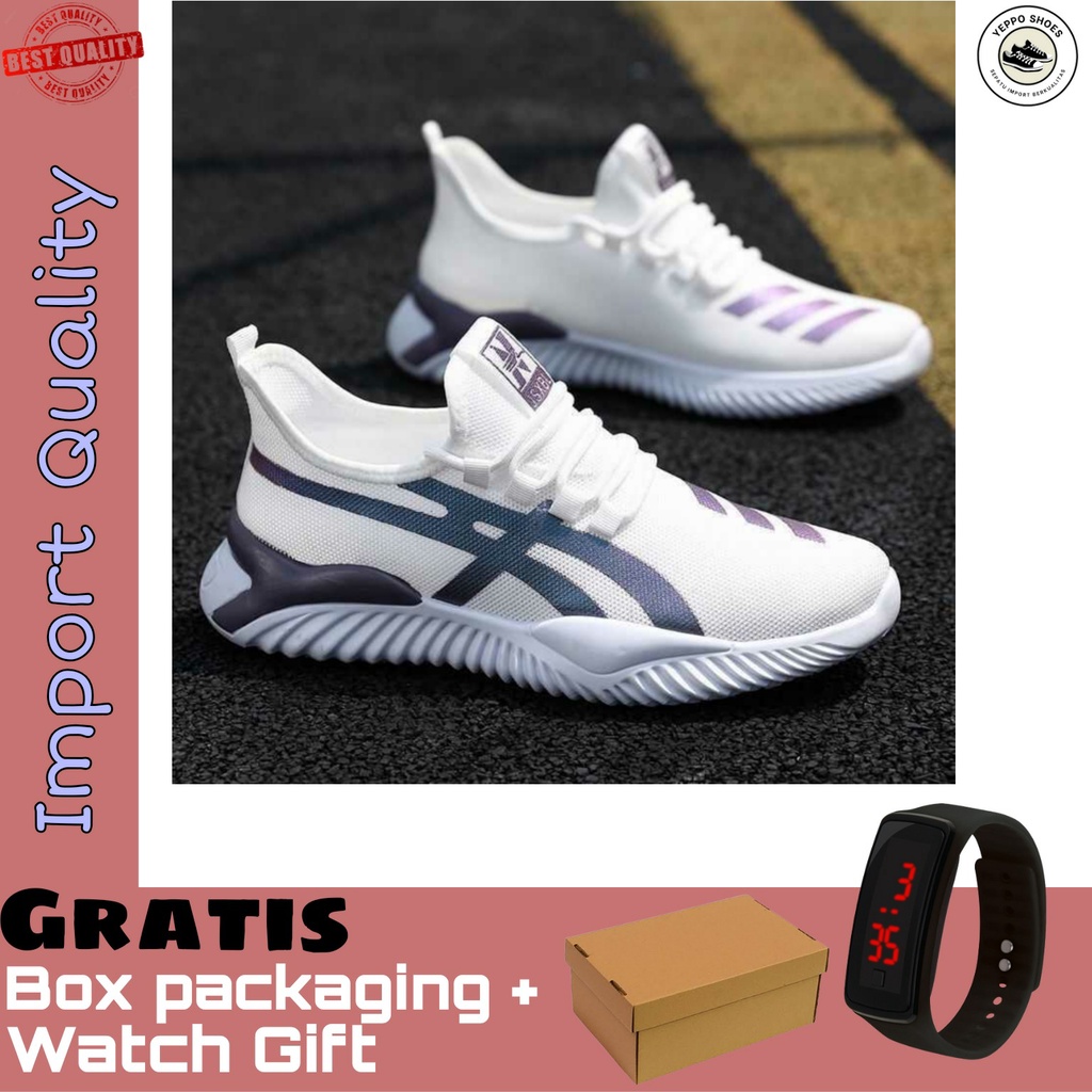 Sepatu Sneakers Pria Cowok SL8 casual Slip on running jalan olahraga sport import impor fashion Kore
