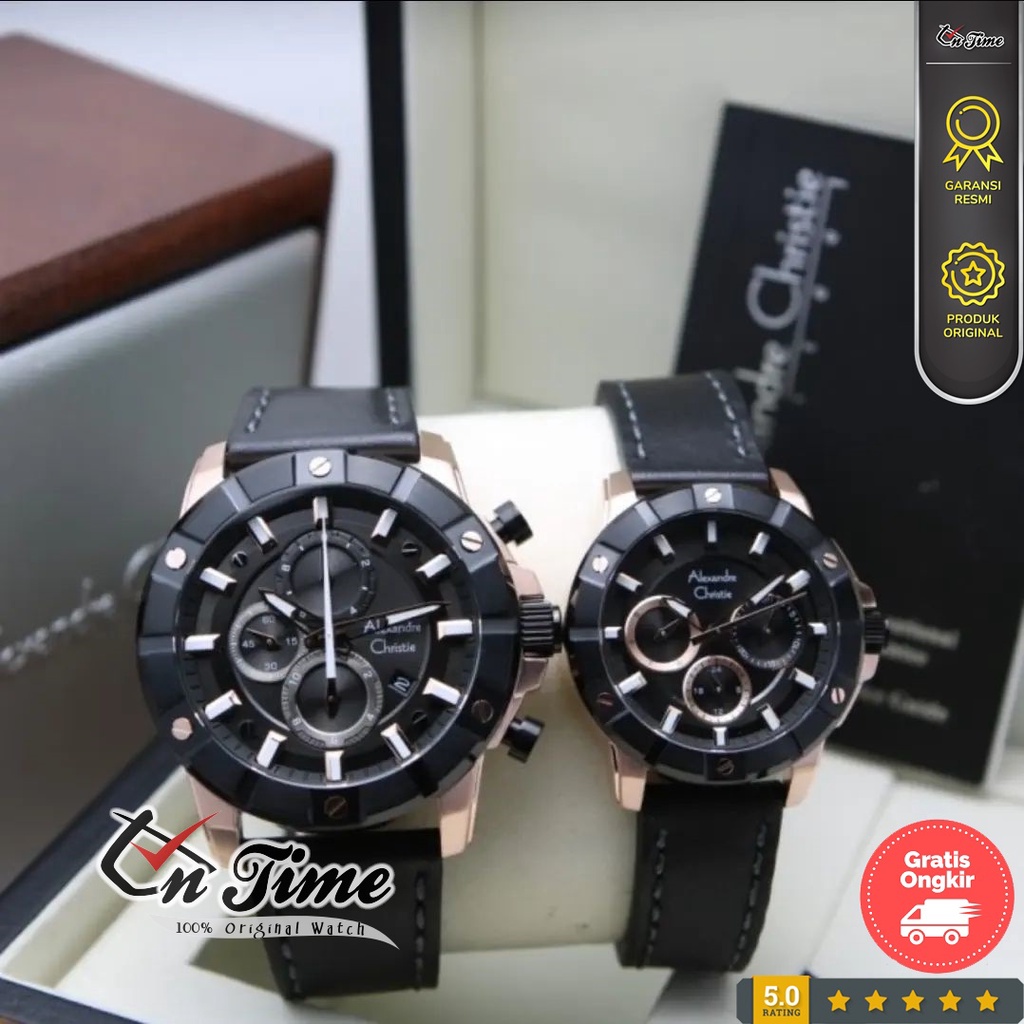Jam Alexandre Christie / Alexander AC 6609 Kulit Couple Original