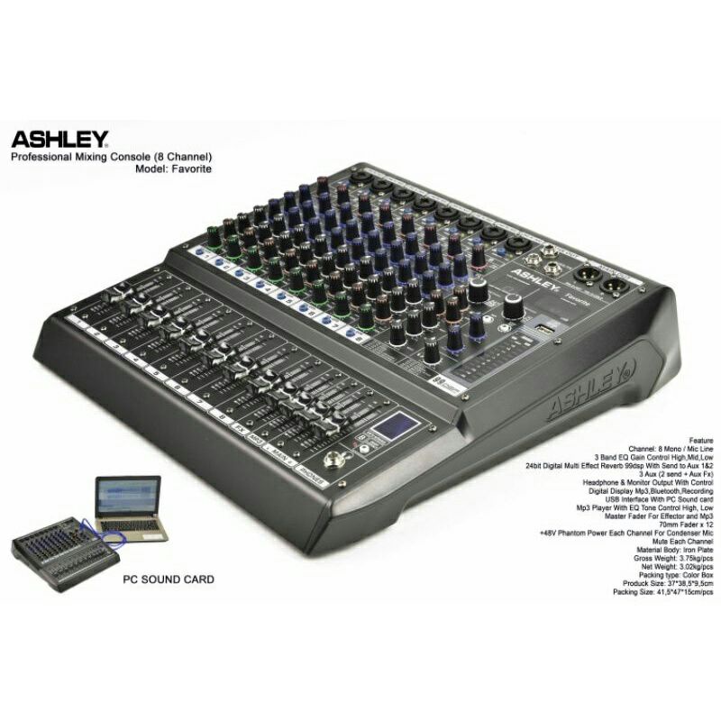 Mixer Ashley Favorite8 USB Bluetooth Favorite 8 Ch Original