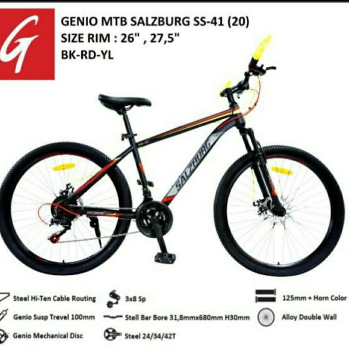 Sepeda gunung MTB 27.5 inch GENIO SALZBURG SS 41 24 speed inner cable