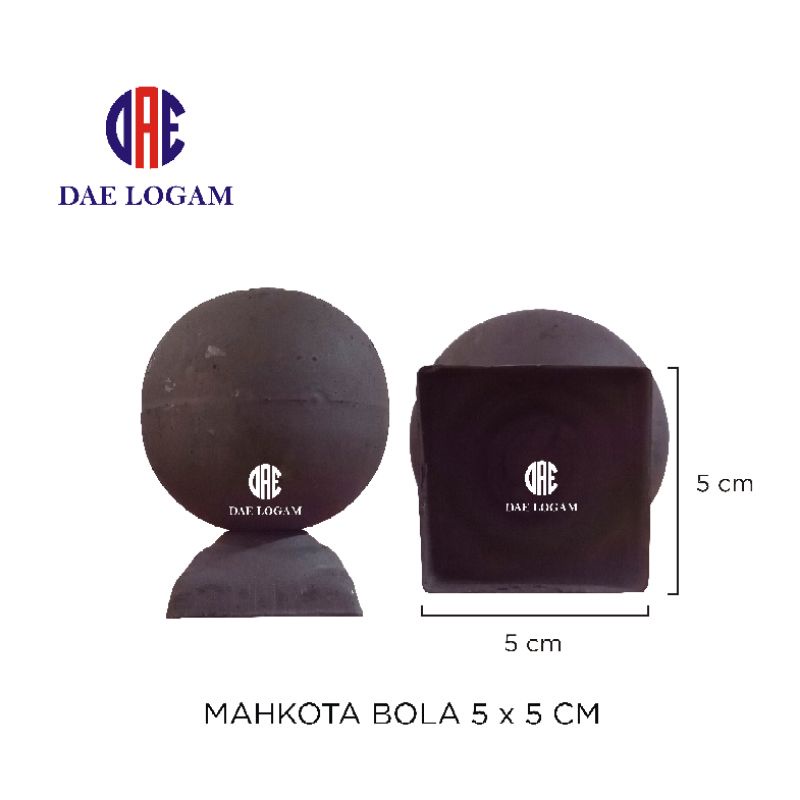 Ornamen Pagar Besi Mahkota Bola 5 x 5 cm
