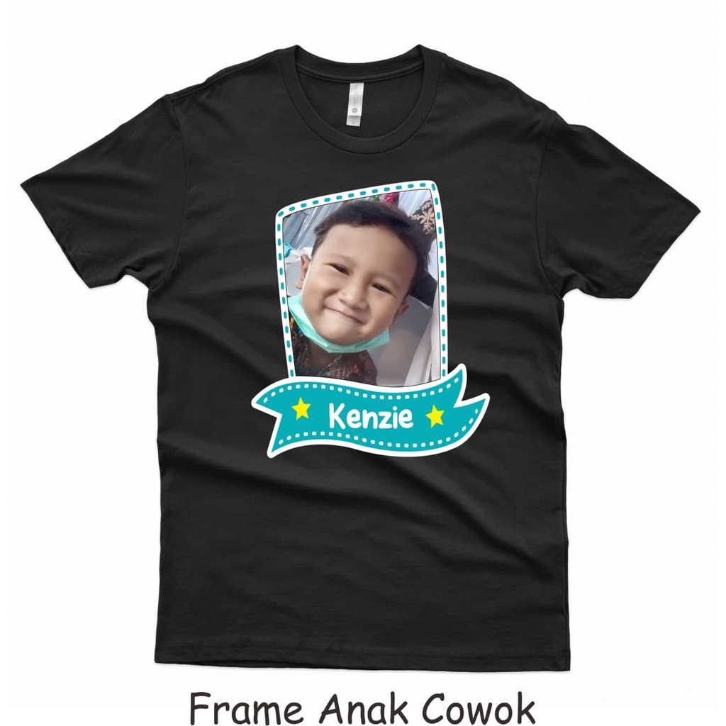 Kaos Anak FOTO Dan NAMA Frame Cowok-Cewek Lengan Pendek