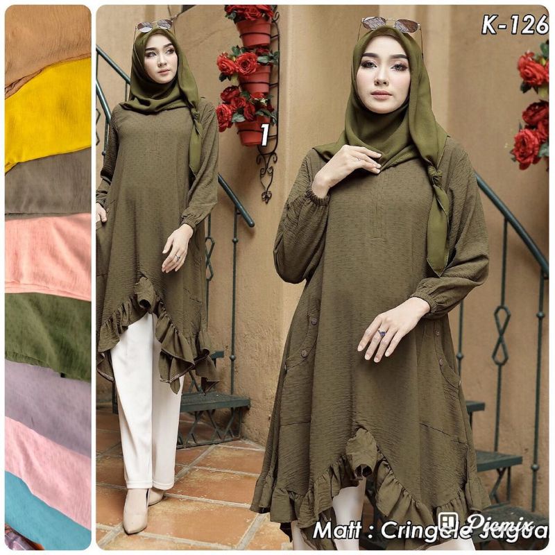 TUNIK CRINKLE POLOS GIHAZA VIDUCIA