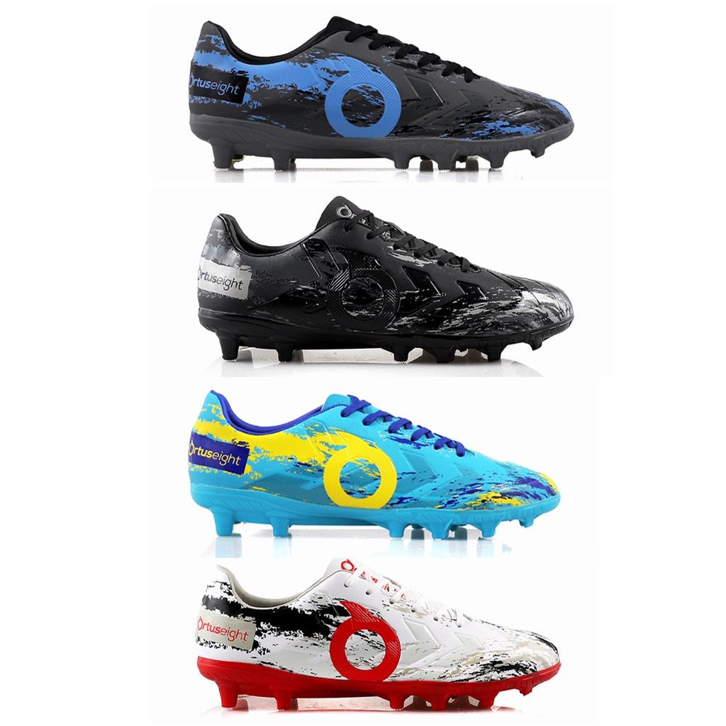 Sepatu Ortuseight Inferno Sepak Bola FG - Hitam Putih Cyan (FREE KAOS KAKI)