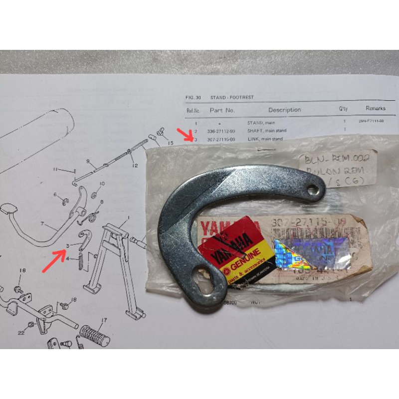 Plat bulan per pir pijakan injakan rem pedal rem Link Main Stand Rxk Rxs Rxking 83 Rx king Kobra 198