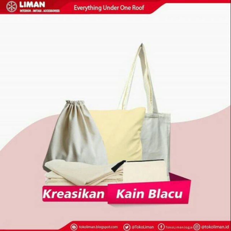 Kain Blacu Kanvas Blacu Polos Bahan Tas Totebag