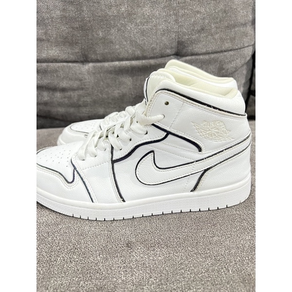 Sepatu second nike air jordan 1 mid iridescent reflective white