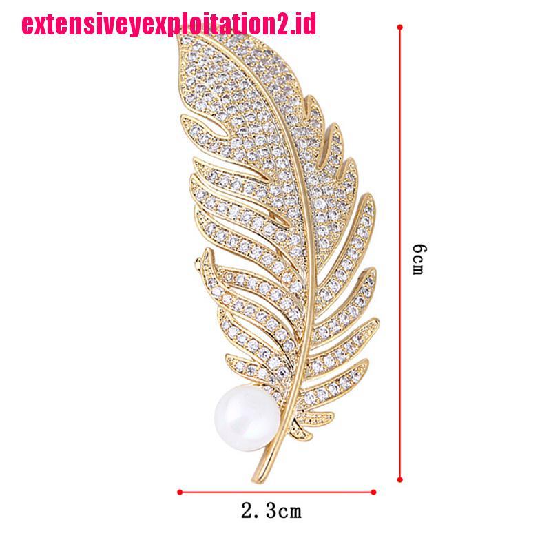 &lt; E2id &amp; &gt; Bros Pin Desain Bulu Hias Kristal Mutiara Imitasi Aksesoris Wanita