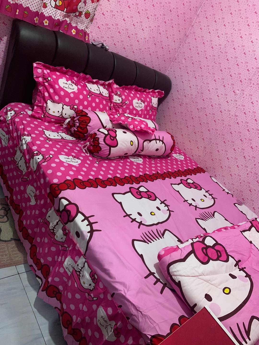 Bedcover + Sprei Rumbai 180x200 Lady Rose Kitty Daniel Pink - King 180 Ladyrose Hello Burger Bc
