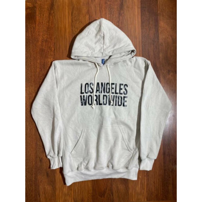 Jaket Hoodie Pria H&M Los Angeles Worldwide Grey