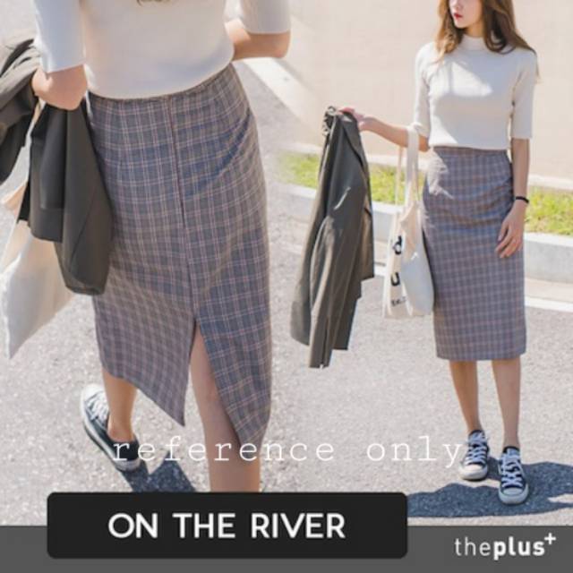 Korean style skirt/ tartan skirt/ plaid skirt/ midi skirt/ rok midi/ rok kotak-kotak/ rok tartan