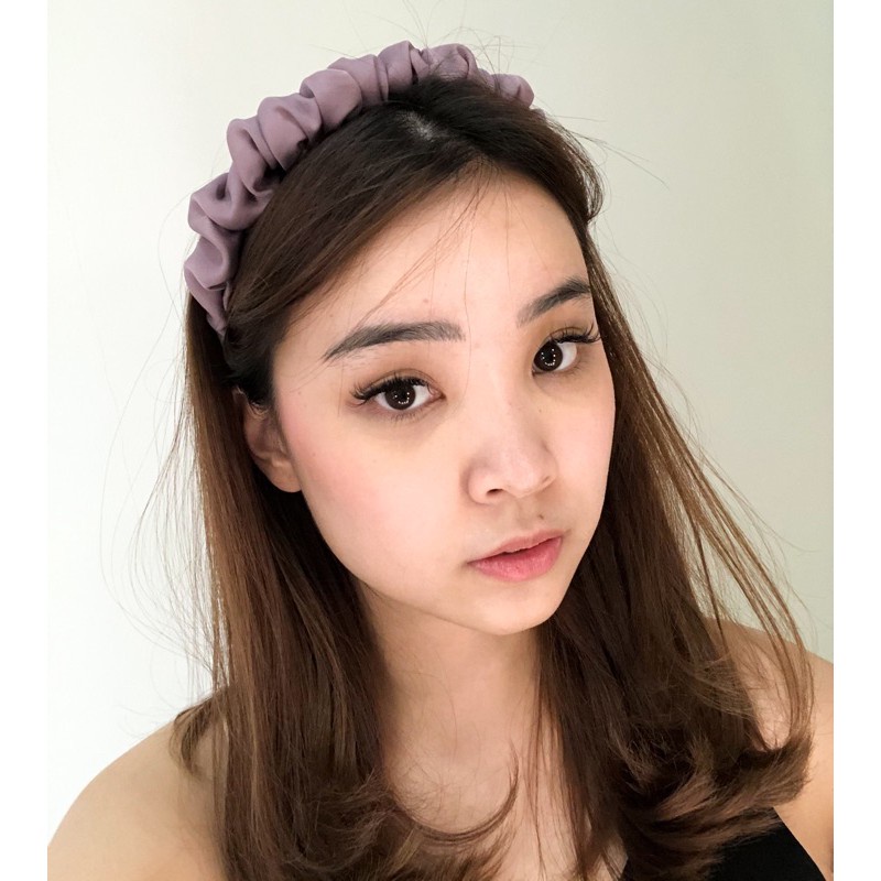 [BISA COD] Bando Scrunchie Korea  Headband Satin Kerut  Bandana Rambut Kain Polos  Bando Wanita Aksesoris Rambut Pita Korean Fashion Style