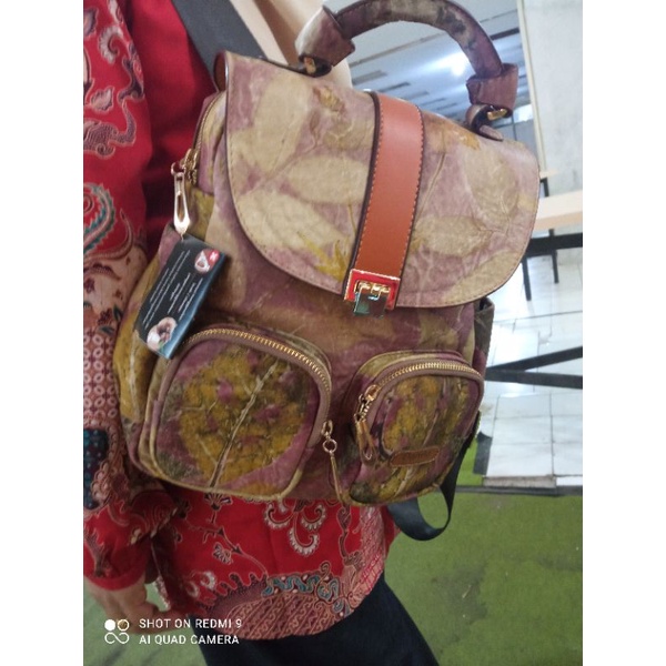 tas ransel cewe kulit/ tas kulit/ tas ecoprint/tas wanita