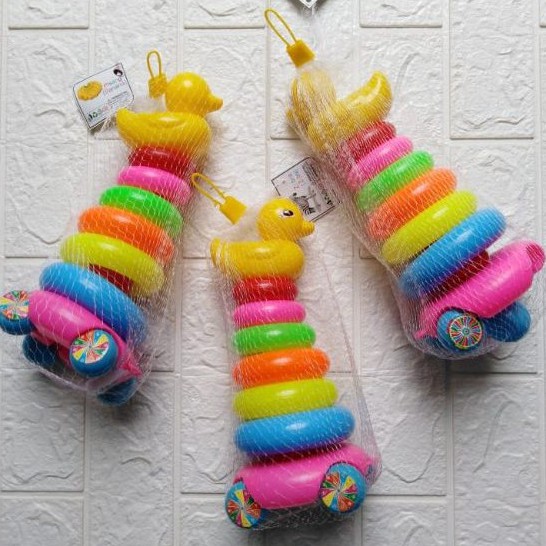 Mainan Anak Bayi Edufun Ring Donat Susun Stacking Duck Isi Ring Warna Plus 1 Bebek