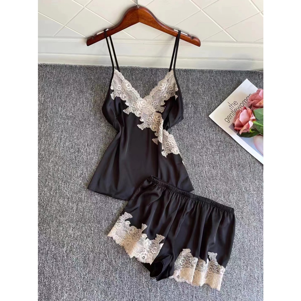 Setelan Satin Sexy Shorts Set 50251149 Black