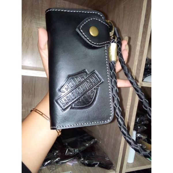 Dompet pria dompet kulit sapi original embos Harley gambar real