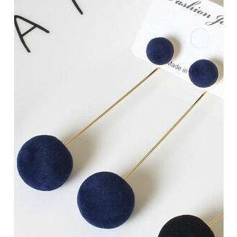 Korea Anting wanita Pejantan Fashion Ring Bola-Blue