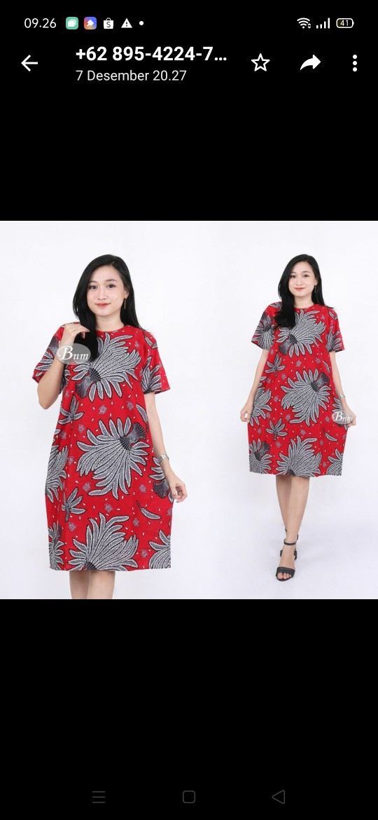 Dress Batik Wanita Modern Lengan Pendek Casual Modis Trendy M L Xl Xxl Jumbo Original Dnt Batik Solo