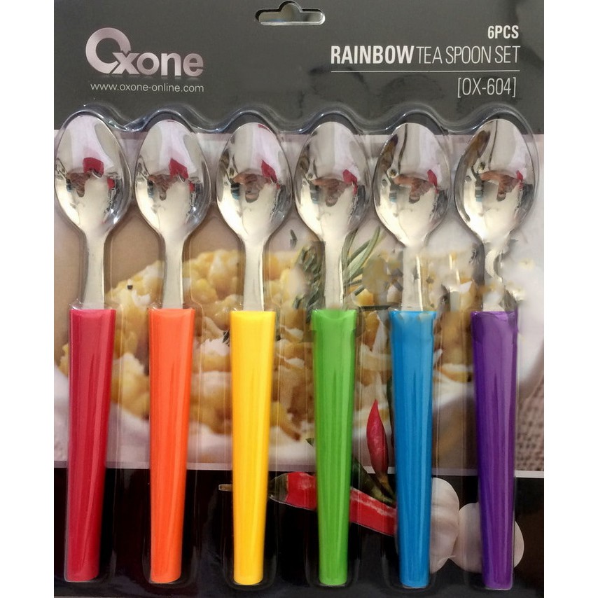 Oxone OX-604 6Pcs Rainbow Tea Spoon Set Sendok Teh Pelangi