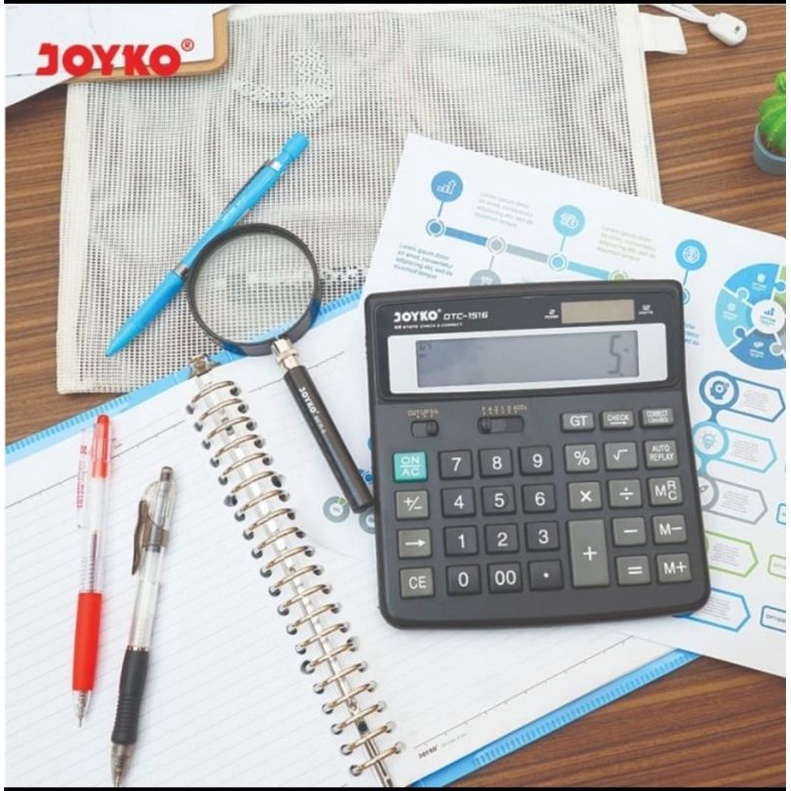 JOYKO DTC-1516 Check &amp; Correct Calculator Kalkulator Bisa Cek Ulang 12 Digits