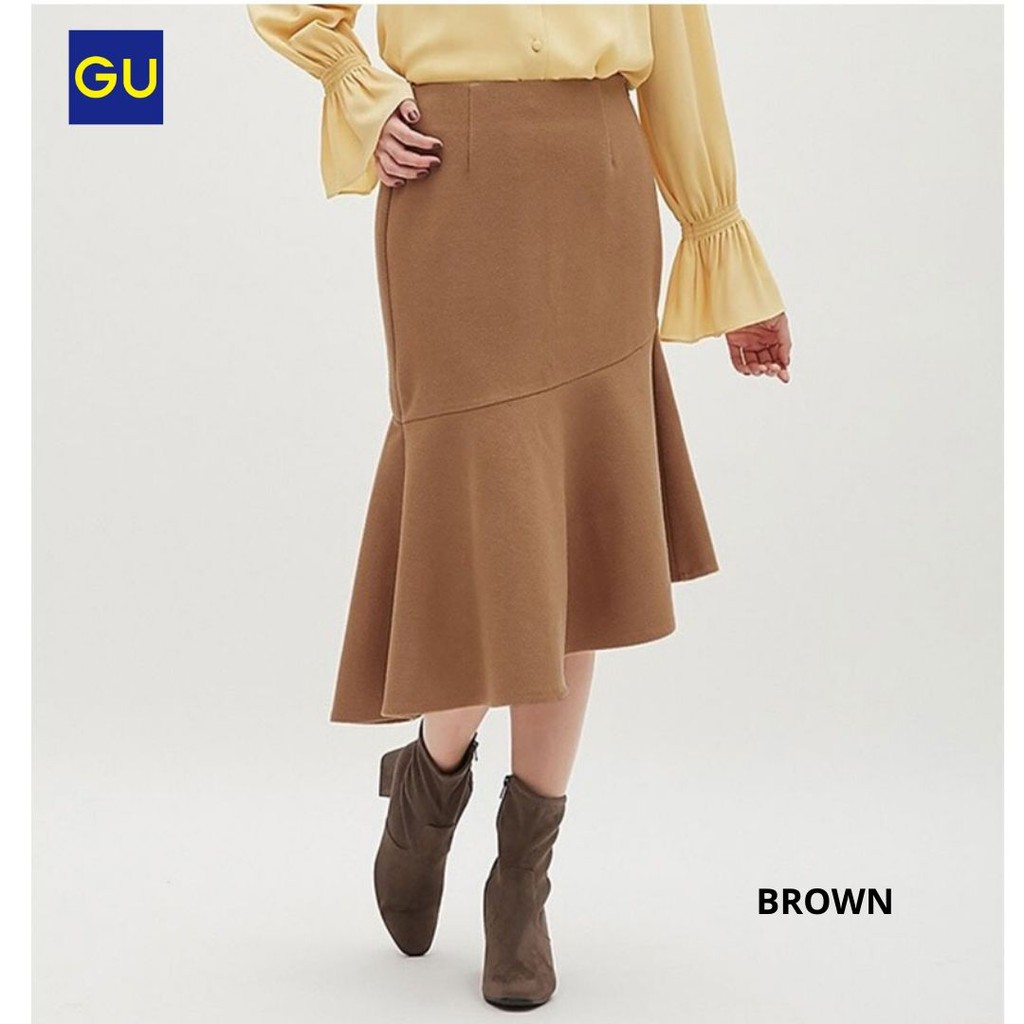 GU by UNQ Midi Mermaid Skirt - Rok Wanita Original Branded-BROWN