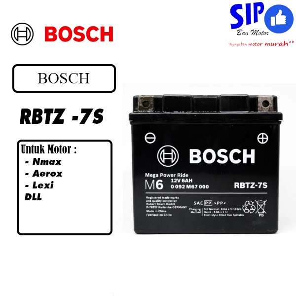 Aki BOSCH RBTZ 7S 12V 6Ah Aki motor Aerox nmax lexi