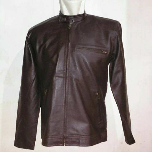 Promo Jaket Kulit Asli Bahan Kulit Domba Merk Clarissa Warna Coklat Tua