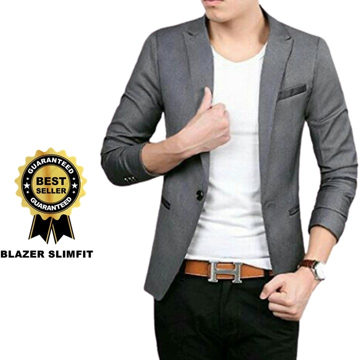  JAS  BLAZER PRIA SLIMFIT WARNA  ABU  ABU  ORIGINAL JAS  COWOK 