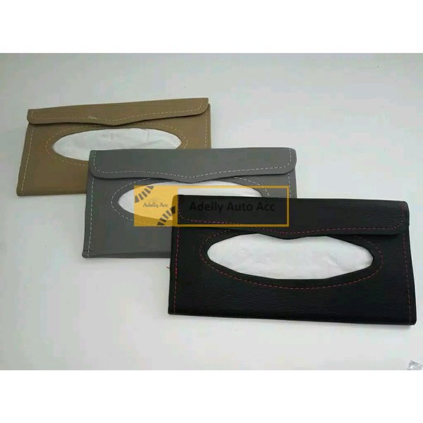 Tempat tissu jepit sunvisor warna crem hitam dan abu