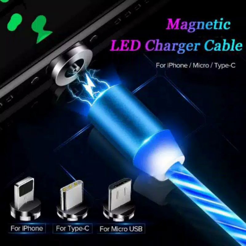 Kabel Data - Kabel Charger Magnetic LED 3in1