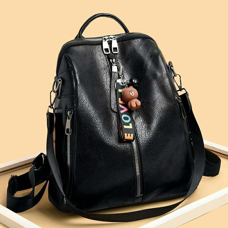 TAS RANSEL WANITA SINTETIS CENTER ZIPPER MULTIFUNGSI