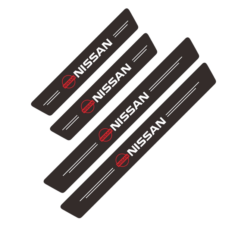 4pcs Stiker Pelindung Pintu Bahan Kulit Serat Karbon Tebal Untuk Nissan