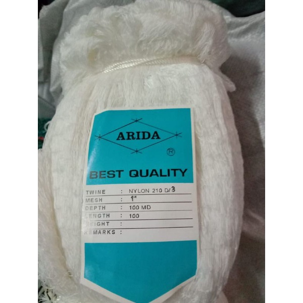 Jaring ikan arida 1 inchi d3 100md/100yds tate jaring bahan nilon arida