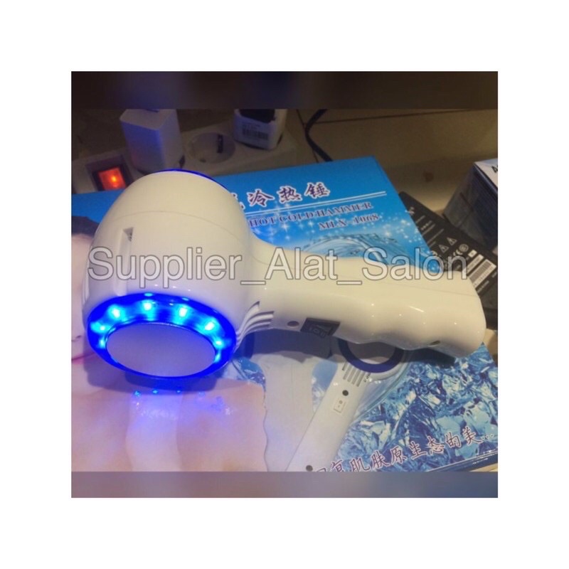 Alat kecantikan setrika relaksasi wajah Hot and cold hammer dengan pengaturan lcd dan blue photon