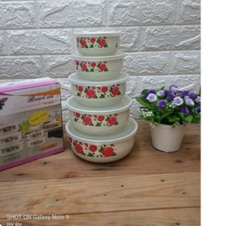 RANTANG SUSUN 5 MANGKOK SET BERANAK GSF MANGKUK PENYIMPANAN MAKANAN MOTIF BUNGA