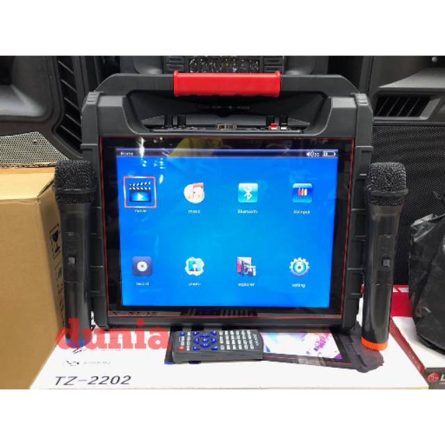 Speaker Portable layar 14 inch karaoke Box TigrealSound TZ 2202