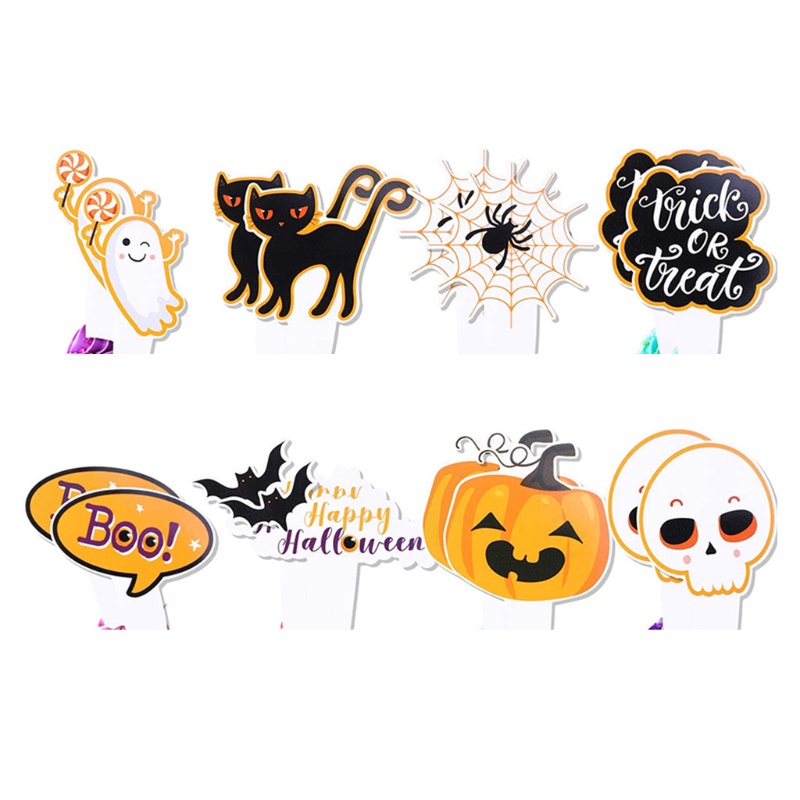 16 Pcs Toppers Kue Cupcake Desain Halloween Untuk Dekorasi Pesta