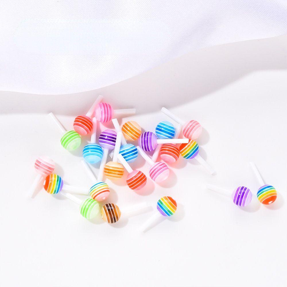 AUGUSTINA Agustina Nail Charms Resin 10Pcs Lollipop Manicure Candy Perlengkapan Kuku Dekorasi Kuku