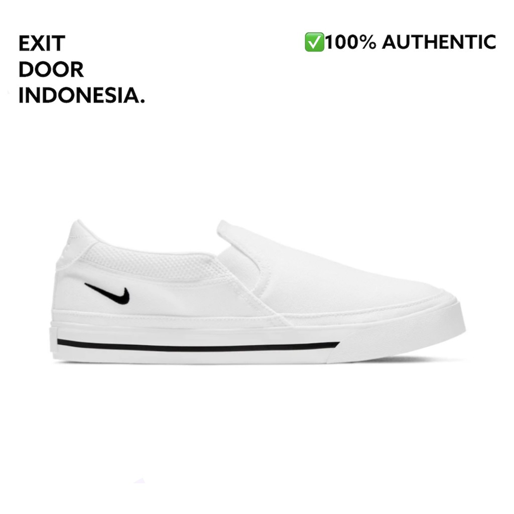 Jual Nike Court Legacy Slip On White / Black 100% Authentic Indonesia