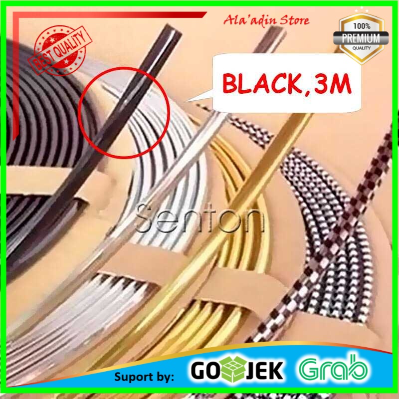 Cuci Gudang Lis Dekorasi Interior Mobil Moulding Chrome Trim Strip 4M - C3578