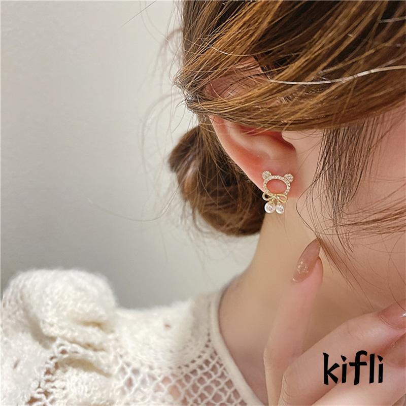 Anting,Bentuk Bulat,Motif Beruang,Untuk Wanita