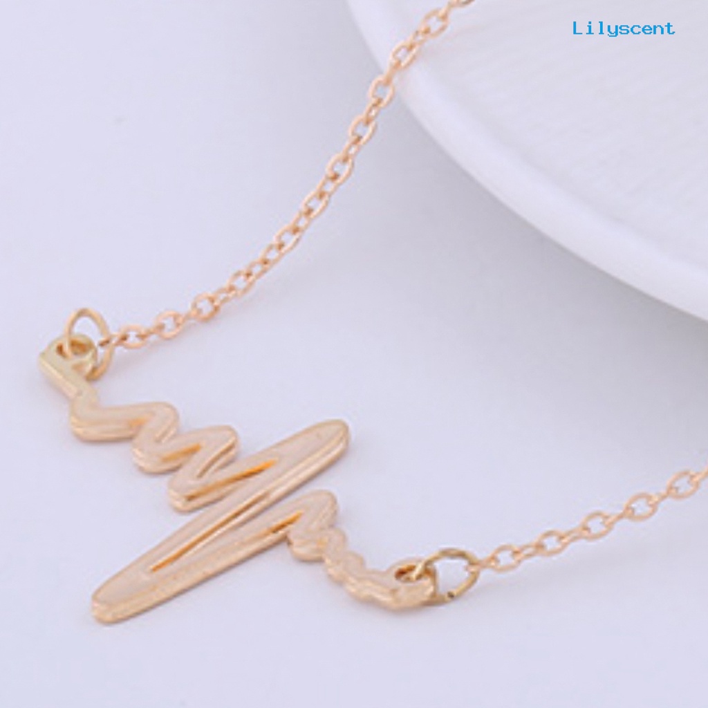 Kalung Desain Detak Jantung Rhythm Bahan Alloy Untuk Wanita