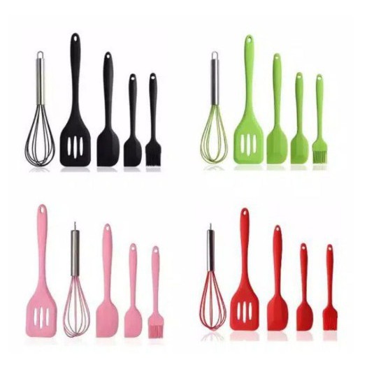 Easy Baking Spatula Silikon Set 5 in 1 Peralatan Alat Dapur Masak Cooking Props